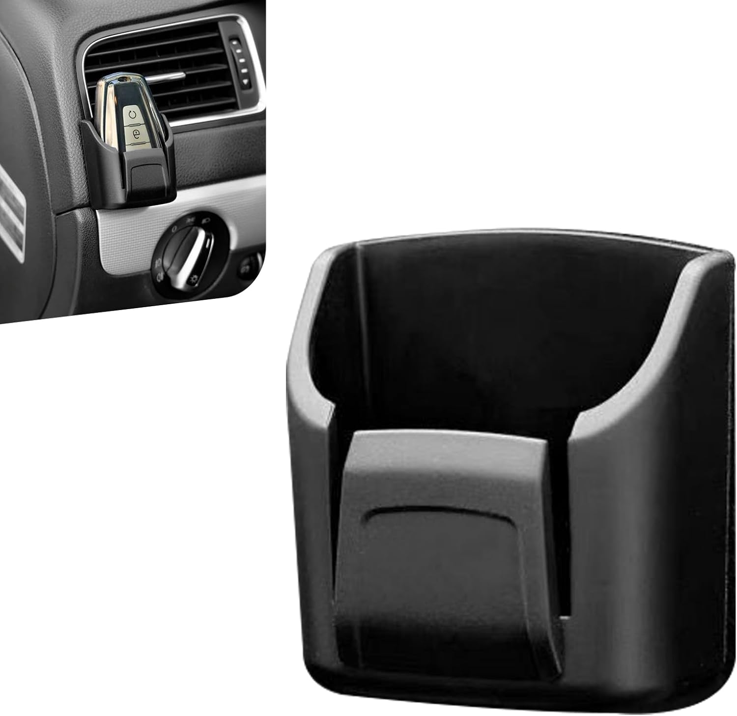 61JkuKVr3fL._AC_SL1500_.jpg Car Key Fob Holder, Car Garage Keys Card Holder for Dashboard, Multifunctional Key Remote Organizer with Strong Double-sided Adhesive Tape, Universal Fit for Truck SUV (Black) - Image 1