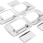 NewYall Chrome Exterior Door Handle Covers with Passenger Keyhole Set for Ford F-250 F-350 F-450 Super Duty Crew Cab 1999-2016 Excursion 2000-2005 Outer Front Rear Left Driver Right Passenger Side