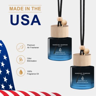 Car Air Freshener Hanging 2 Pack Car Air Fresheners Diffuser - Mahogany Teakwood Fragrance Oil Air Diffuser for Car, 45+ days Long Lasting Car Fresheners Fragrance, Two 0.27 FL OZ/8ML Made in USA - Image 5