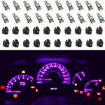 WLJH 74 Led Bulb Dash Lights Extremely Bright T5 2721 18 37 286 Wedge PC74 Twist Socket Automotive Instrument Panel Gauge Light Kits Dashboard Cluster Shift Bulbs Purple Pack of 20