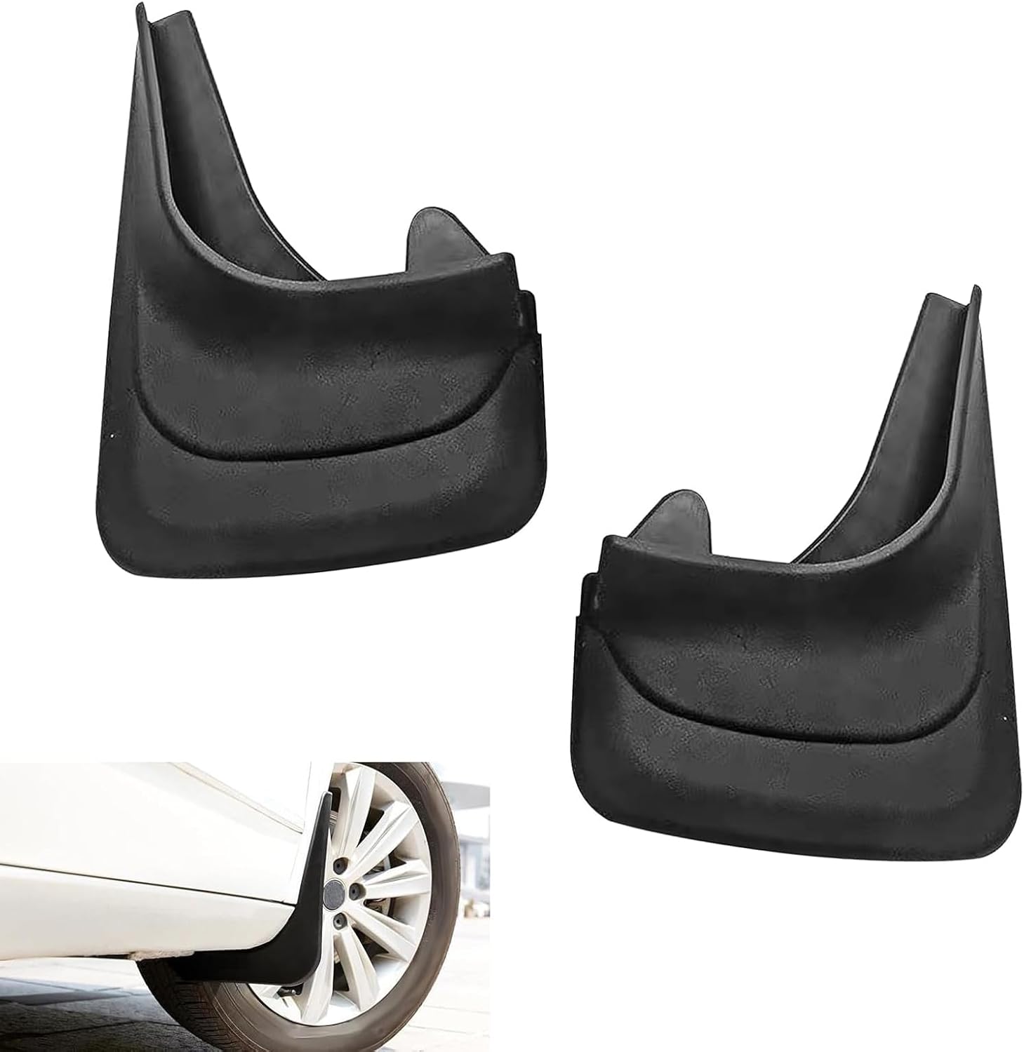 61KHq8eEcL._AC_SL1500_.jpg 2 PCS Car Mud Flaps, Tire Rear Splash Fender Guard Trim Kit for All Weathers, PVC Anti-scratch Waterproof Mudguard Protector, Seamless Fit Modification Part for Cars SUVs Trucks (Black) - Image 1