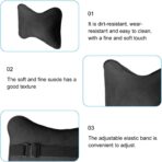 Car Headrest Pillow, Suede Soft Comfortable Breathable Vehicle Seat Neck Support Cushion with Adjustable Strap, Ergonomic Design Auto Head Rest Pad, Universal for Sedan RV Truck (Black) - Image 4