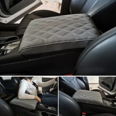 soputry Leather Car Armrest Box Pad, 2023 New Car Center Console Cover Pad Leather Auto Armrest Cover, Universal Arm Rest Cushion Pads for SUV/Truck/Vehicle (Grey, Wave Pattern) - Image 2
