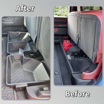 Vesul Under Seat Storage Compatible with 2019-2026 Dodge Ram 1500 Crew Cab Heavy-Duty Truck Under Back Seat Organizer Box with Detachable Portable Organizer Black - Image 3