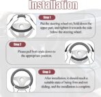 Car Steering Wheel Cover, 15 Inch Elastic Stretch Leather Vehicle Steer Wheel Cover Protector, Anti-Slip Breathable Automotive Interior Protection Accessories, Universal Fit (Black) - Image 5