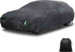 X AUTOHAUX Waterproof Sedan Car Cover for Sedan Length Up to 177 Inch Sedan All Weather Protection Anti-UV Windproof with Left Side Zipper and Mirror Pockets
