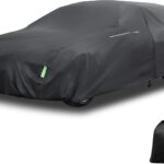 X AUTOHAUX Waterproof Sedan Car Cover for Sedan Length Up to 177 Inch Sedan All Weather Protection Anti-UV Windproof with Left Side Zipper and Mirror Pockets