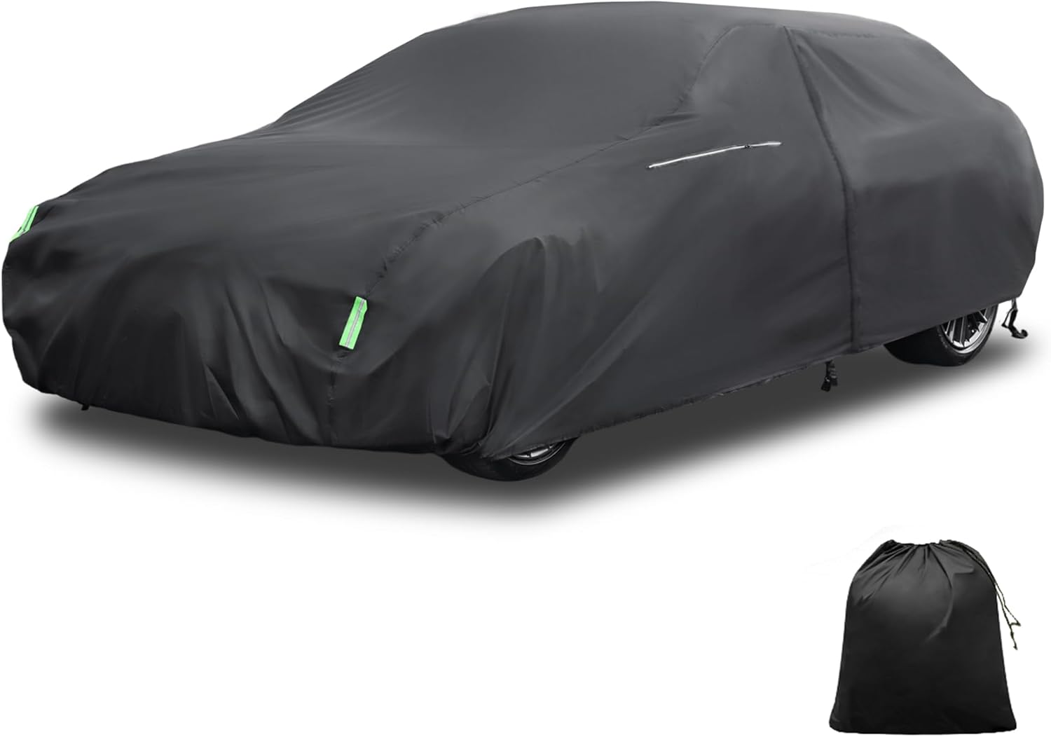 61KuWyWTL._AC_SL1500_.jpg X AUTOHAUX Waterproof Sedan Car Cover for Sedan Length Up to 177 Inch Sedan All Weather Protection Anti-UV Windproof with Left Side Zipper and Mirror Pockets - Image 1