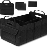 Car Trunk Organizer, 75L Large Capacity Waterproof Auto Storage with Non-Slip Bottom Strips, Collapsible Cargo Organizer for Suv, Truck, Sedan, Portable Car Accessories for Women Men(Black)