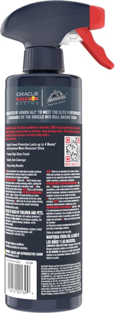 Armor All Podium Series Hybrid Ceramic High Gloss Tire Shine Spray, 16 fl oz, Long-Lasting Car Tire Shine Developed in Collaboration With Oracle Red Bull Racing - Image 9
