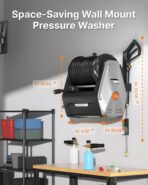 Giraffe Tools Wall Mounted Pressure Washer Essential with Upgraded 1800W Motor, 2900 PSI, 2.2 GPM Electric Power Washer, Automatic Rewind, 100ft Pressure Hoses, 5 Nozzles for Floor/Cars/Fences/Patios - Image 5