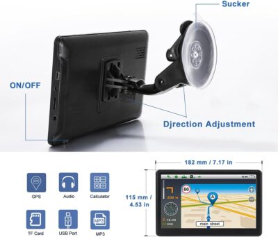 GPS Navigator for Car, Latest 2026 Map 7 inch Touch Screen Car GPS 256-16GB, Voice Turn Direction Guidance, Support Speed and Red Light Warning, North America Lifetime map Free Update(Black) - Image 5