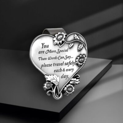 Heart-Shaped Car Visor Clip, Car Visor Medal Accessories, Driving Safety Prayer Bless Religious Gift for Family, Friends, New Drivers - Image 5