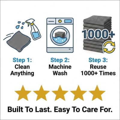 Waffle Weave Microfiber Towel, 12 x 12 inches, Barista Towels, Lint Free Cloth, Glass Towels, Waffle Towels Car Detailing, 6 Pack Premium Microfiber Cleaning Cloth - Image 8