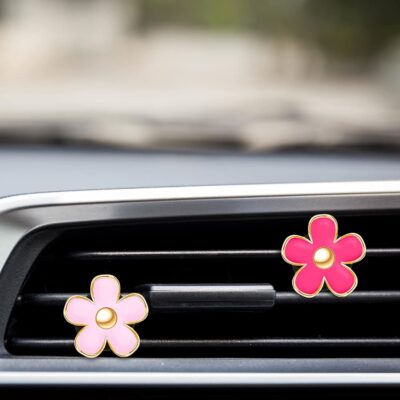 Frienda 6 Pcs Daisy Flower Air Vent Clip Accessories Air Conditioning Outlet Clip Car Air Freshener Dashboard Accessories Charm Car Inter Decor(3 cm, 3.3 cm,Red, Pink, White) - Image 6