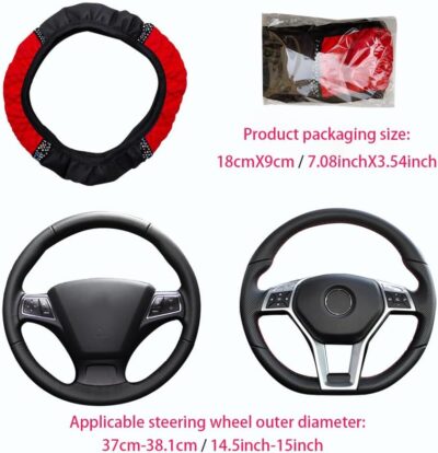 Microfiber Leather Steering Wheel Cover with Anti-Slip Lining Universal Car Accessory for Steering Wheel with a Diameter of 14.5-15 inch (Pink) - Image 3