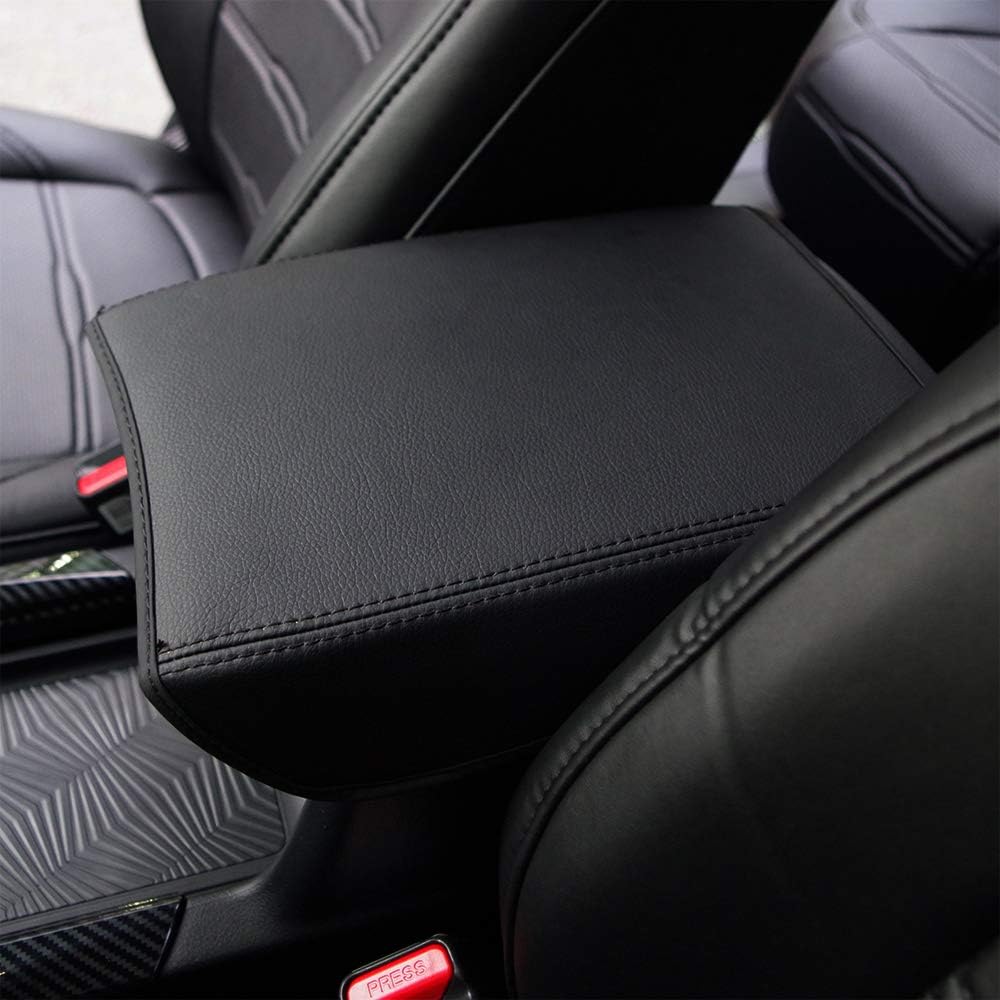 61LFE7juUTL._AC_SL1000_.jpg KUST Behave Car Armrest Cover Saver,1 Piece Armrest Cover Fit for Honda CRV 2017-2021 Central Console Armrest Box CRV Black with Black Stitches - Image 1