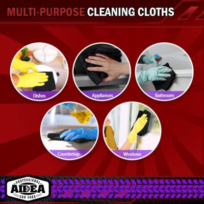 AIDEA Microfiber Cleaning Cloth Black 50PK, Microfiber Towels for Cars, Premium Car Cloths, Dusting Cloth Lint Free Cleaning Rags for SUVs, House, Kitchen, Window, Workshops,12×12" - Image 9