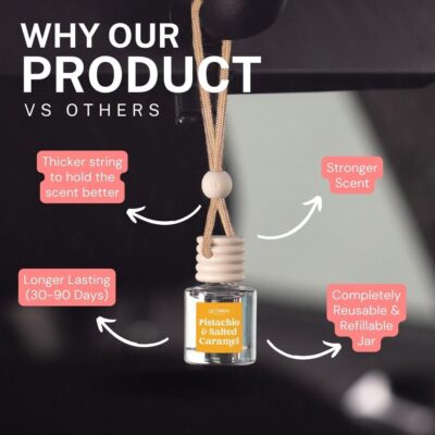 C&E Craft Co Hanging Car Air Freshener Diffuser 2 Pack, Long Lasting Fragrance Oil Car Freshener, Glass Bottle Auto Air Freshener, Made in USA (Pistachio & Salted Caramel) - Image 7