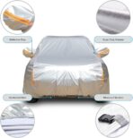 Tecoom Super Heavy Duty Multiple Layers SUV Car Cover All Weather Waterproof Windproof Reflective Snow Sun Rain UV Protective Outdoor with Buckles and Belt Fit 170-190 inches SUV - Image 2