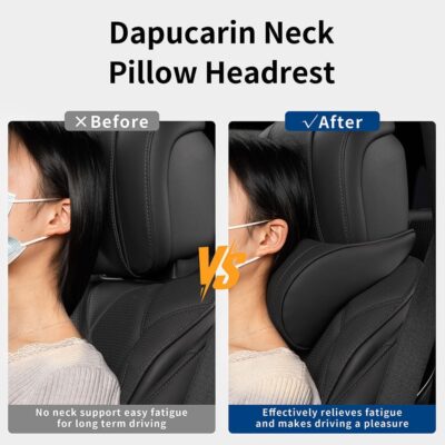Car Headrest Memory Foam Neck Pillow for Driving with Leather Cover Soft Comfortable Seat Head Pillow Cushion for Most Cars SUV Sedan Home Office Black (1PC) - Image 5