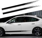 SUNJIKA Universal Vinyl Side Body Car Decals Racing Stripes Sticker Stripe Graphics Car Side Decals for SUV Off-Road Auto Car Body Side Door Decoration Racing Accessories 2PCS (Black)