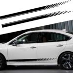SUNJIKA Universal Vinyl Side Body Car Decals Racing Stripes Sticker Stripe Graphics Car Side Decals for SUV Off-Road Auto Car Body Side Door Decoration Racing Accessories 2PCS (Black)
