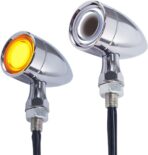 Vintage Motorcycle Bullet Turn Signals LED Front Lights 2 PCS, 40 LEDs Switchback White Amber Light for Running Turn Blinkers Universal Fit Scooter Suzuki Yamaha Honda Harley Dyna Bobber-Chrome