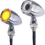 Vintage Motorcycle Bullet Turn Signals LED Front Lights 2 PCS, 40 LEDs Switchback White Amber Light for Running Turn Blinkers Universal Fit Scooter Suzuki Yamaha Honda Harley Dyna Bobber-Chrome
