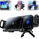 Wireless Charging Rotating Car Mount, High Intelligent 2 in 1 Auto Rotating Phone Holder, One-Click Rotation, Universal Phone Holder Car Charger Fast Charging for Car Dashboard & Air Vent (Black)