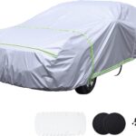 BYDOLL Car Cover Waterproof All Weather 6 Layers Snowproof Windproof Hail Protector Full Exterior Covers UV Protection 210D Oxford Universal Fit Sedan Outdoor Automobiles Zipper Cotton Inside