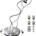 JANZ 24'' Pressure Washer Surface Cleaner with 4 Wheels,Dual Handle,Stainless Steel Housing, 4 Replacement Nozzle Cores and 2 Hose Adapters,Ideal for Driveways, Sidewalks,Patios,Decks Cleaning