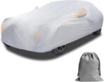 Caromop 10-Layer Waterproof Car Cover All Weather Protection (Snow, Rain, Sun) with Secure Fit Straps and Easy On/Off Zipper-Size A4 (See Size-Chart)
