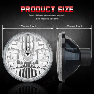 CHUSYYRAY 7" Round Compatible with Ford Deluxe LED Headlight Assembly 1939 1940 1941 1942-1951 for Off-road, DOT Approved, High Low Beam Clear Lens Glass, 6000K 10000LM White, Pack of 2 - Image 7