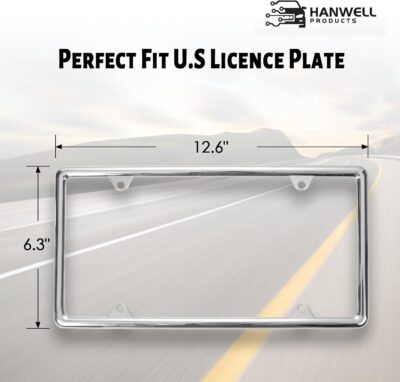 Chrome License Plate Frame Made of Zinc Alloy Metal, Universal Car Accessories,1 Pack License Plate Holder Never Rust and Unbreakable with Metal Screws, Chrome Caps and Screwdriver - Image 3