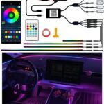Ambient Lighting Car Led Lights Interior Kit,4 in 1 Acrylic Led Lights for Car Interior Decorations,DIY Fiber Optic Music Sync RGB Neon Strip Ambiance Footwell Lighting with Wireless APP
