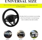 Car Steering Wheel Cover, Premium Leather Steering Wheel Protector with Anti-Slip Lining, Universal 15" Soft Breathable Auto Steering Wheel Cover, Interior Car Accessories (Black) - Image 2