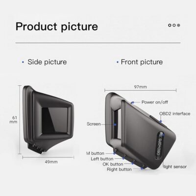 BY-J Heads Up Display with OBD2 GPS Dual System, P8 Car HUD Display OBD2 Gauge Display Speed Clock RPM can Installed Dashboard and A-Pillar Trim, Car Speedometer for Car for All Vehicle - Image 3