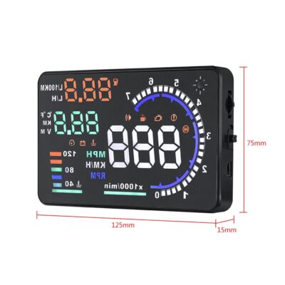 Car Headup Display, 5.5'' Large Screen OBD II Car HUD Display Auto Windshied Reflective Screen Speed Display Multi Color Screen Projector for Cars, Plug & Play, Overspeed Warning - Image 4