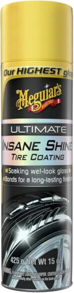 Meguiar's NXT Generation Insane Shine Tire Coating - Advanced High Gloss Tire Shine with Synthetic Polymers to Provide a Mirror-Like Shine and Prevent Browning and Premature Aging, 15 Oz Aerosol