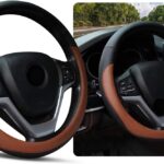 Ziciner Steering Wheel Cover, Soft Leather Premium Durable Elastic Auto Wheel Cover Protector, Stretch Breathable Anti-Slip Lining, Universal 14.5-15 inch Car Interior Accessories (Coffee)