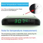 Car Auto Digital Dashboard Clock Small Clocks Solar Powered Stick-On Luminous Time Clock with Temperature LCD Screen Display for Car Interior(Green) - Image 4