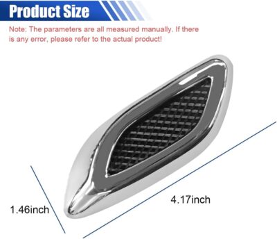 6PCS Car Exterior Hood Side Door Air Vent Cover, Glossy Auto Fenders Trim Intake Grille Decorative Sticker, ABS Hood Spoiler Bumper Side Vent Decal Decoration for Most Cars (Silver) - Image 2