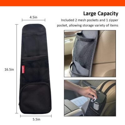 Luckybay Car Seat Side Organizer, Auto Seat Storage Hanging Bag, Phones, Drink, Stuff Holder with Mesh Pocket for Cars, SUV & Truck - Image 6
