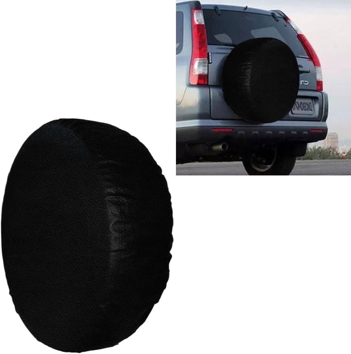 61MeuwGEpL._AC_SL1200_.jpg Spare Tire Cover, Universal Fit for Trailer, RV, SUV, Truck and Many Vehicle, Waterproof & Dust-Proof PVC Leather Tire Wheel Soft Cover, 25-27 Inch Weatherproof Tire Protector (14 inch) - Image 1