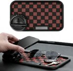 Multifunctional Car Anti-Slip Dashboard Mat with 360° Rotating Phone Holder & Hidden Parking Number Plate, Universal Anti Slip Mat for Car Dashboard Organizer for Phone, Keys, Sunglasses (Brown)