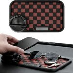 Multifunctional Car Anti-Slip Dashboard Mat with 360° Rotating Phone Holder & Hidden Parking Number Plate, Universal Anti Slip Mat for Car Dashboard Organizer for Phone, Keys, Sunglasses (Brown)