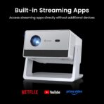 Mini Smart Projector, 1500 ANSI Portable Projector with WiFi and Bluetooth, HAPPRUN 4K Full HD Home Theater with 270° Stand, Dolby Sound, Built-in Apps,Compatible with Phone & PC, Indoor & Outdoor Use - Image 2