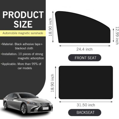 4PCS Auto Window Shade, Magnetic Side Window Sun Shade, Block Light Car Window Covers, Heat Insulation and UV Protection Car Curtain, Universal Interior Accessories - Image 2