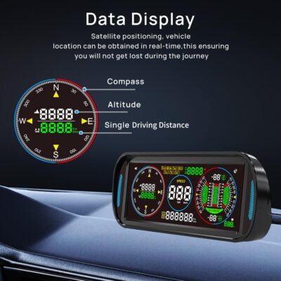 GPS Speedometer HUD Display for Car, F6 Car Intelligent 6.8" IPS LCD Screen with MPH/KM/H, Auto Brightness, Speed Alarm, Compass & Fatigue Reminder, Plug & Play Dashboard Display - Image 8